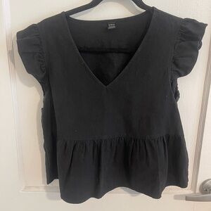 SHEIN Black Ruffle Sleeve Top